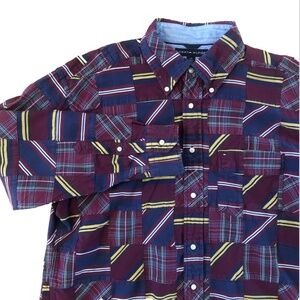 VTG Men's L Patchwork Button-up Shirt